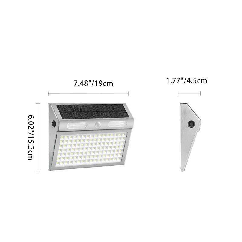 Modern Minimalist Solar Waterproof Rectangle Trapezoidal Stainless Steel PC LED Outdoor Wall Sconce Lamp For Garden