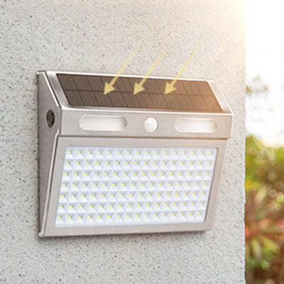 Modern Minimalist Solar Waterproof Rectangle Trapezoidal Stainless Steel PC LED Outdoor Wall Sconce Lamp For Garden