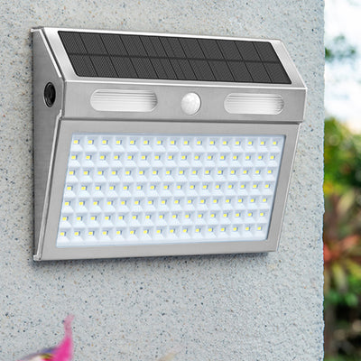 Modern Minimalist Solar Waterproof Rectangle Trapezoidal Stainless Steel PC LED Outdoor Wall Sconce Lamp For Garden