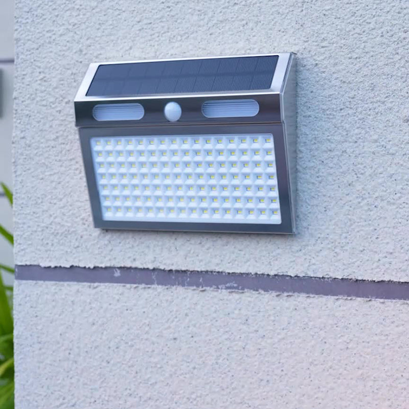 Modern Minimalist Solar Waterproof Rectangle Trapezoidal Stainless Steel PC LED Outdoor Wall Sconce Lamp For Garden