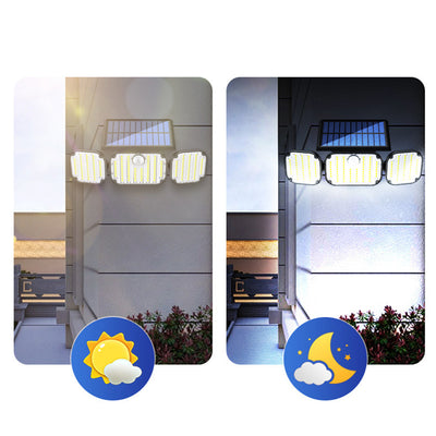 Modern Minimalist Solar Waterproof Rectangle Square Round Bezel ABS Plastic LED Outdoor Wall Sconce Lamp For Garden