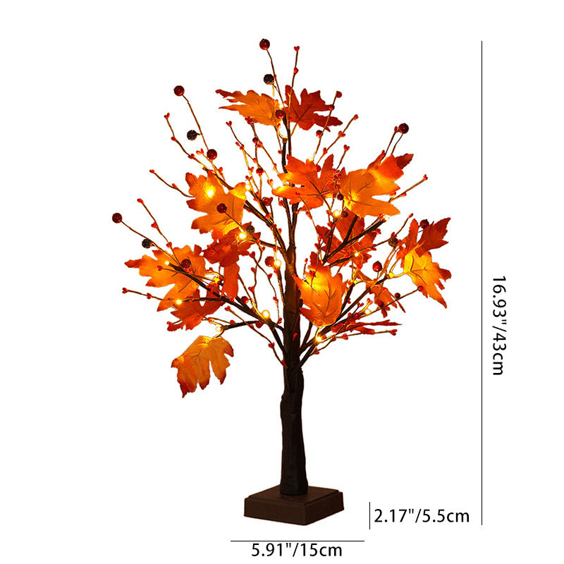 Contemporary Scandinavian Tree Maple Leaf Square Base Plastic PVC Tape LED Table Lamp For Bedroom