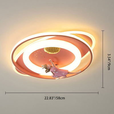 Zeitgenössische kreative Cartoon Kinder Astronaut Rakete Prinzessin Runde Oval Eisen Acryl LED Unterputz Deckenleuchte für Schlafzimmer 