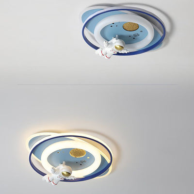 Zeitgenössische kreative Cartoon Kinder Astronaut Rakete Prinzessin Runde Oval Eisen Acryl LED Unterputz Deckenleuchte für Schlafzimmer 