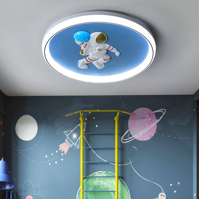 Zeitgenössische kreative Cartoon Kinder Astronaut Engel Runde Aluminium Hardware Silikon Unterputz Deckenleuchte Kind Licht für Schlafzimmer 