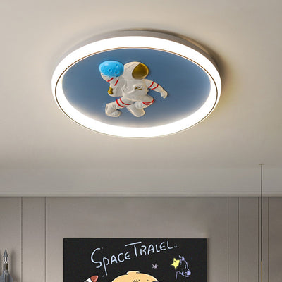 Zeitgenössische kreative Cartoon Kinder Astronaut Engel Runde Aluminium Hardware Silikon Unterputz Deckenleuchte Kind Licht für Schlafzimmer 