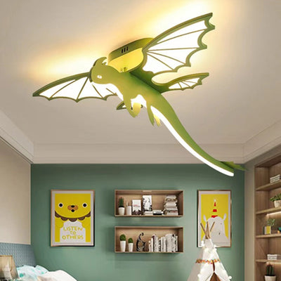 Zeitgenössische kreative Cartoon-Dinosaurier-Deckenleuchte für Kinder, ovales Chassis, Eisen, PVC, Acryl, LED, halbbündige Montage, Deckenleuchte für Kinder, für Schlafzimmer 