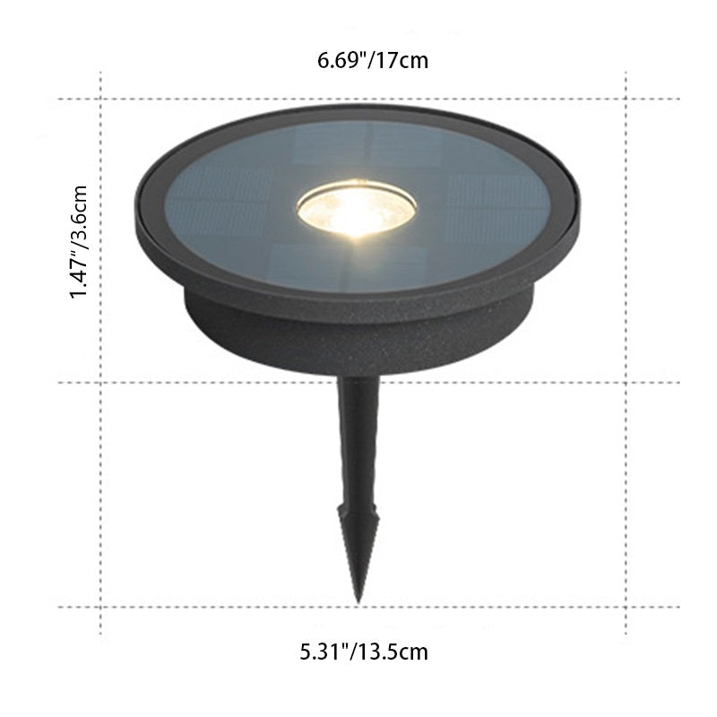 Modern Minimalist Solar Waterproof Cylinder Disc Aluminum Glass Stainless Steel LED Outdoor Ground Plug Landscape Light For Garden