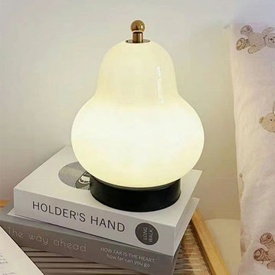 Moderne minimalistische Creme Birne Disc Basis Hardware Glas LED Tischlampe für Schlafzimmer 