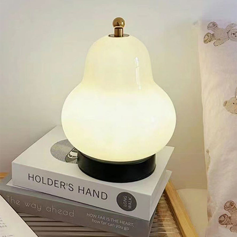 Moderne minimalistische Creme Birne Disc Basis Hardware Glas LED Tischlampe für Schlafzimmer 