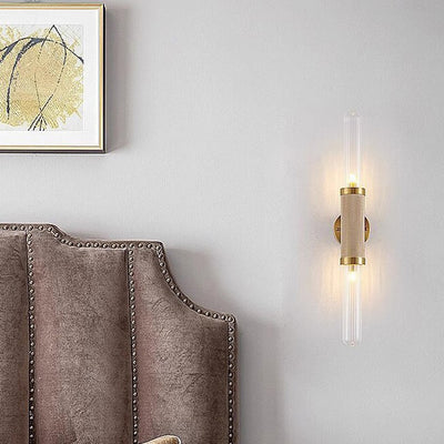 Contemporary Scandinavian Cylinder Oval Disc Base 2-Light Wall Sconce Lamp For Bedroom