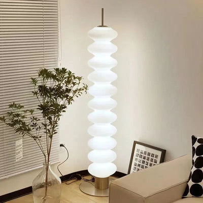 Contemporary Scandinavian Gourd Multilayer Iron Marble Acrylic Shade LED Standing Floor Lamp For Living Room