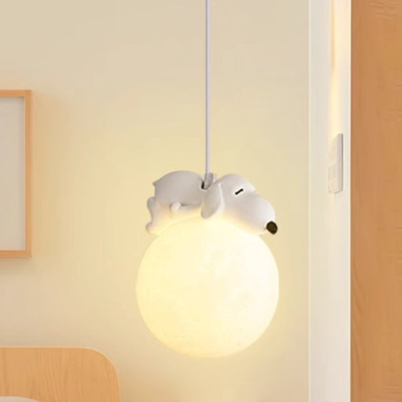 Moderne minimalistische Cartoon-Kinder-Mond-niedliche Tier-Bär-Kaninchen-Hund-Elefant-Schaf-Harz-Hardware PE 1-Licht-Pendelleuchte für Schlafzimmer 