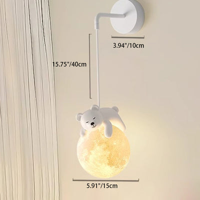 Moderne minimalistische Cartoon Mond süße Tier Bär Kaninchen Hund Elefant Schaf Kinder Harz Hardware PE 1-Licht Wandleuchte Lampe für Schlafzimmer 