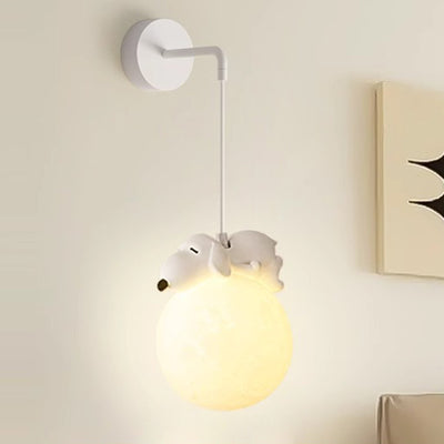 Moderne minimalistische Cartoon Mond süße Tier Bär Kaninchen Hund Elefant Schaf Kinder Harz Hardware PE 1-Licht Wandleuchte Lampe für Schlafzimmer 