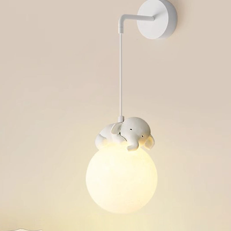 Moderne minimalistische Cartoon Mond süße Tier Bär Kaninchen Hund Elefant Schaf Kinder Harz Hardware PE 1-Licht Wandleuchte Lampe für Schlafzimmer 