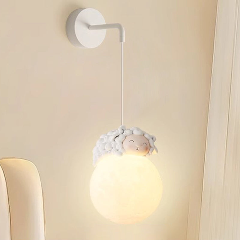 Moderne minimalistische Cartoon Mond süße Tier Bär Kaninchen Hund Elefant Schaf Kinder Harz Hardware PE 1-Licht Wandleuchte Lampe für Schlafzimmer 