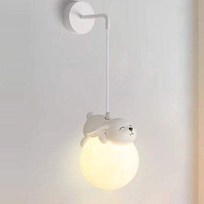 Moderne minimalistische Cartoon Mond süße Tier Bär Kaninchen Hund Elefant Schaf Kinder Harz Hardware PE 1-Licht Wandleuchte Lampe für Schlafzimmer 