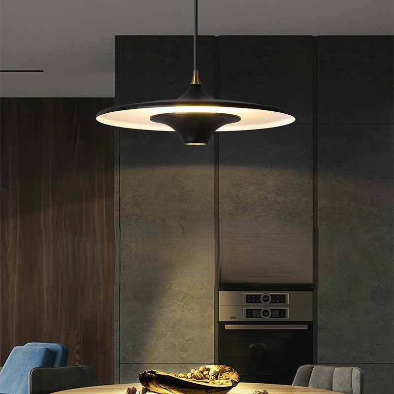 Contemporary Scandinavian Flying Saucer Round Iron Acrylic LED Pendant Light For Bedroom