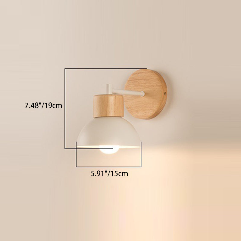 Moderne minimalistische halbrunde Zylinder Vogelscheibe Basis Eisen Massivholz Harz 1-Licht Wandleuchte Lampe für Schlafzimmer 