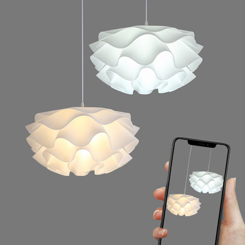 Contemporary Scandinavian Wave Multi-Tier Hardware Acrylic 1-Light Pendant Light For Living Room