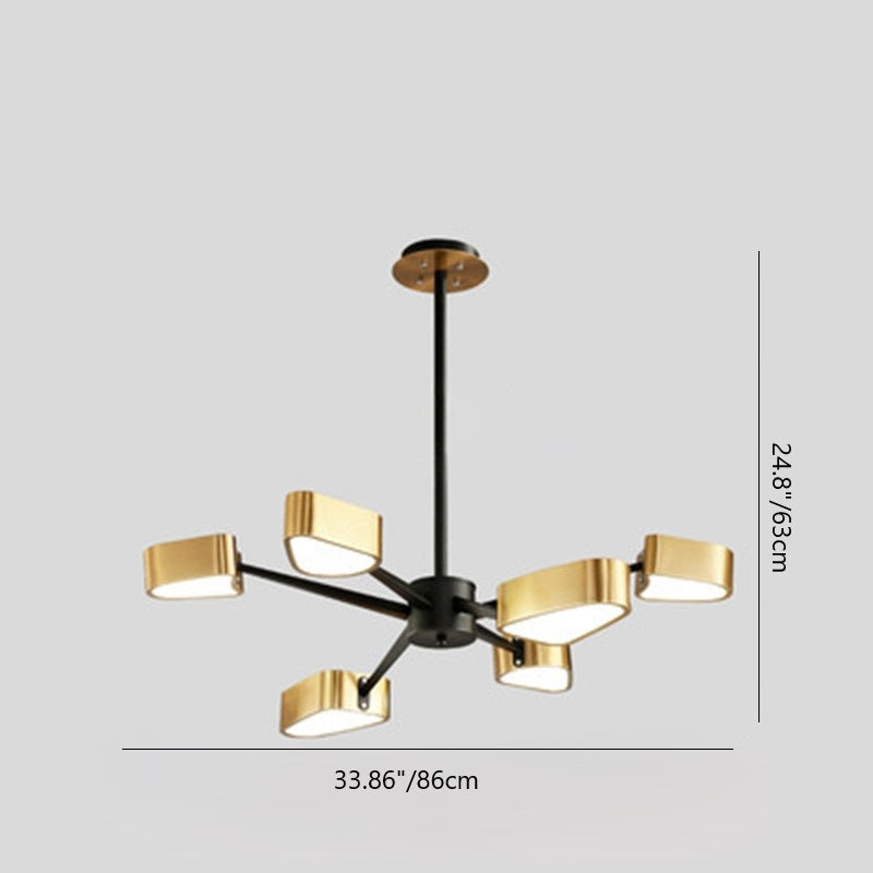 Contemporary Scandinavian Branch Arrow Long Rod Iron Acrylic LED Chandelier For Living Room