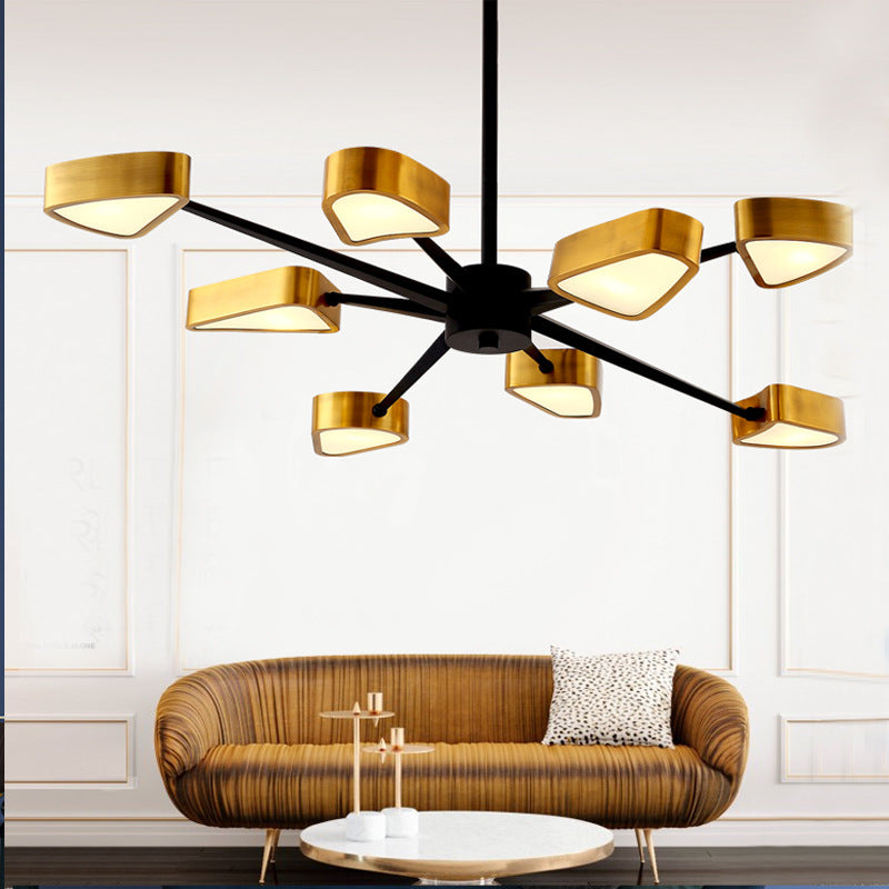 Contemporary Scandinavian Branch Arrow Long Rod Iron Acrylic LED Chandelier For Living Room