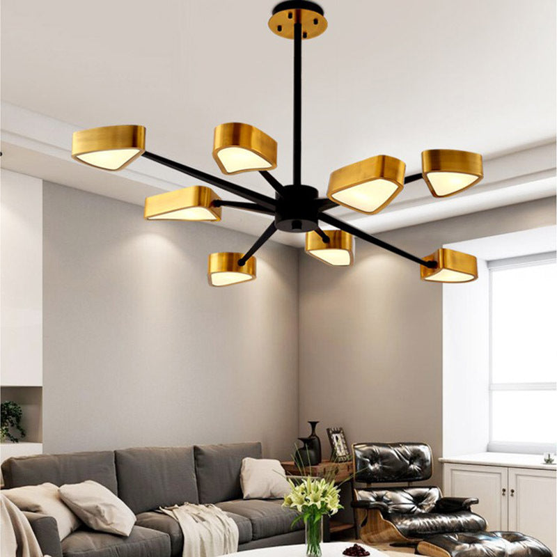 Contemporary Scandinavian Branch Arrow Long Rod Iron Acrylic LED Chandelier For Living Room