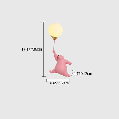 Contemporary Scandinavian Cartoon Kids Bear Balloon Resin PVC 1-Light Wall Sconce Lamp For Bedroom