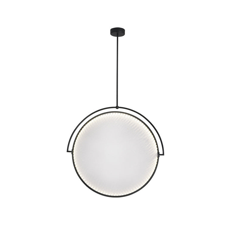 Contemporary Scandinavian Round Curved Iron Fabric LED Pendant Light For Living Room