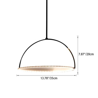 Contemporary Scandinavian Round Curved Iron Fabric LED Pendant Light For Living Room