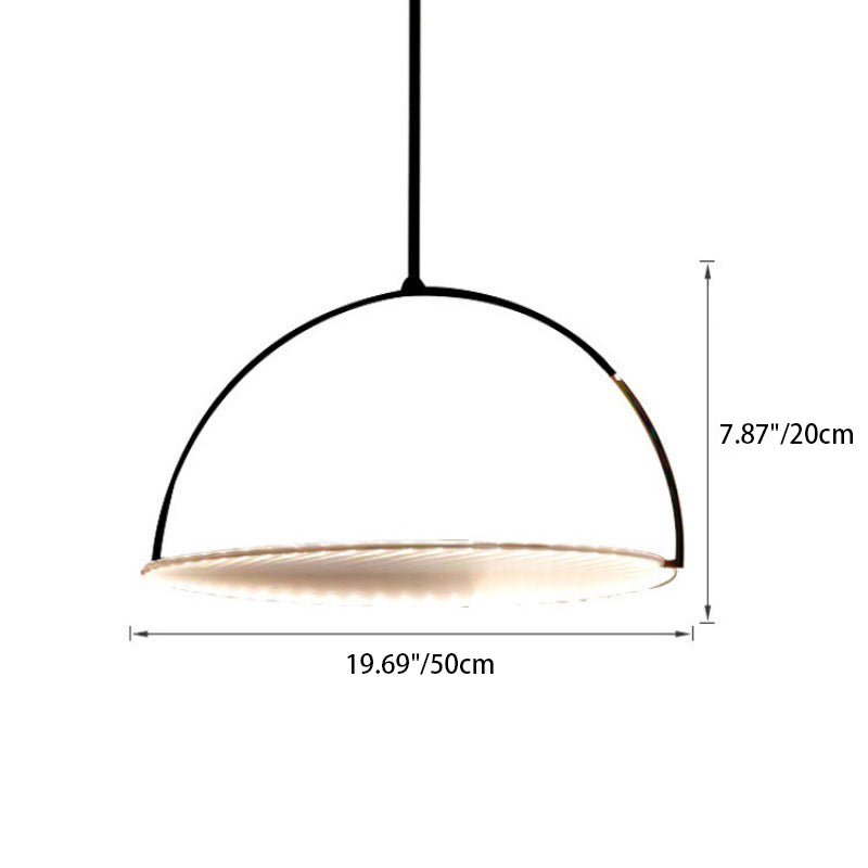 Contemporary Scandinavian Round Curved Iron Fabric LED Pendant Light For Living Room