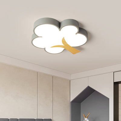 Contemporary Scandinavian Cute Tree Kids Iron Acrylic LED Flush Mount Ceiling Light For Bedroom