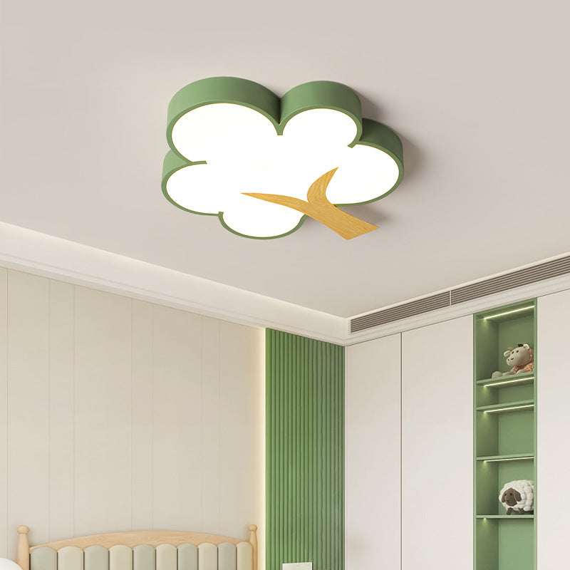 Contemporary Scandinavian Cute Tree Kids Iron Acrylic LED Flush Mount Ceiling Light For Bedroom