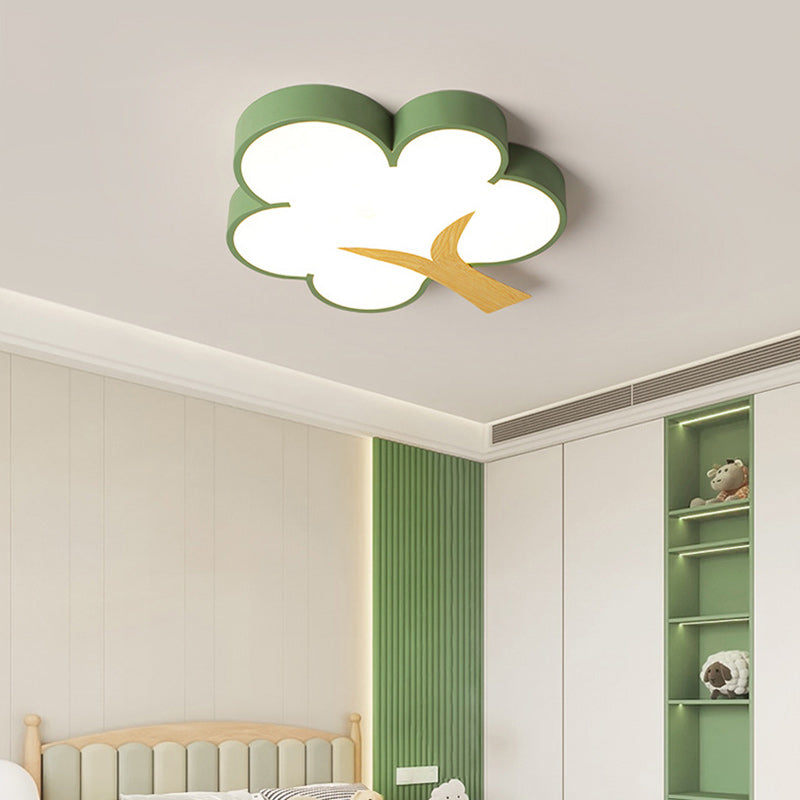 Contemporary Scandinavian Cute Tree Kids Iron Acrylic LED Flush Mount Ceiling Light For Bedroom