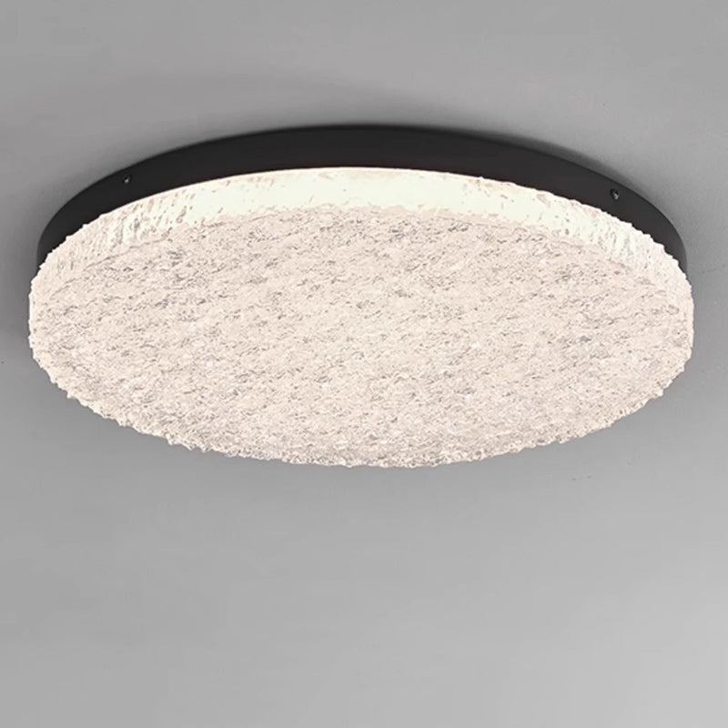 Modern Minimalist Round Textured Aluminum Resin LED Flush Mount Ceiling Light For Bedroom