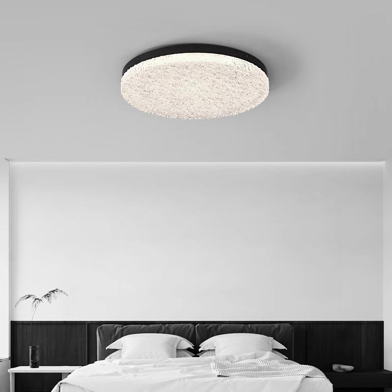 Modern Minimalist Round Textured Aluminum Resin LED Flush Mount Ceiling Light For Bedroom