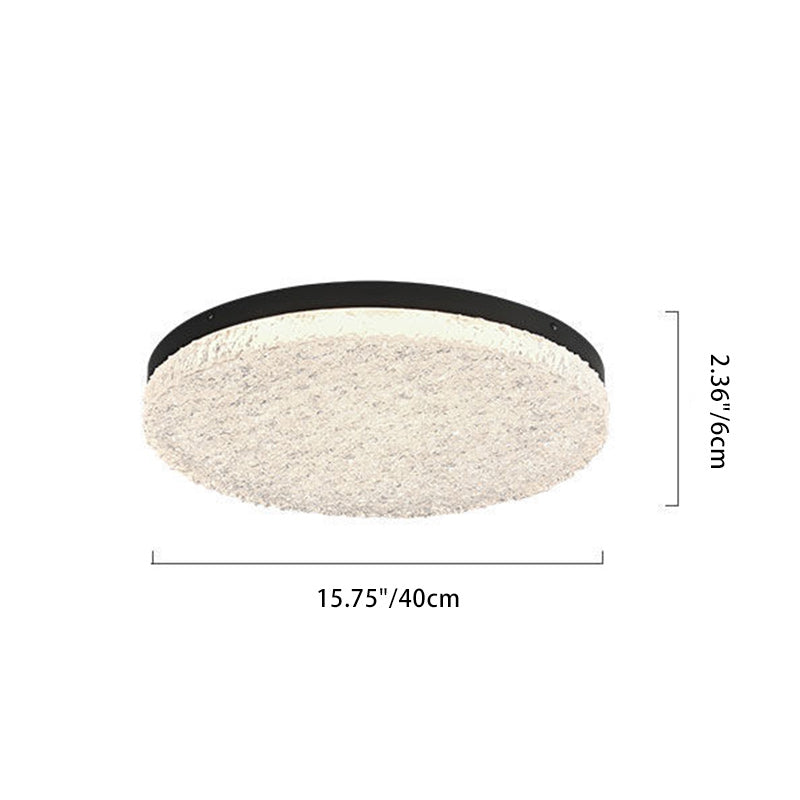 Modern Minimalist Round Textured Aluminum Resin LED Flush Mount Ceiling Light For Bedroom