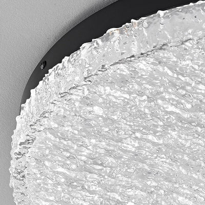 Modern Minimalist Round Textured Aluminum Resin LED Flush Mount Ceiling Light For Bedroom