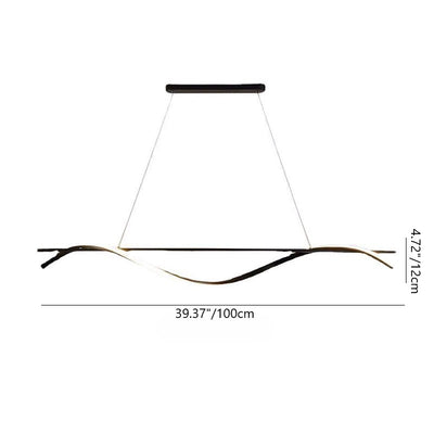 Modern Minimalist Long Rectangle Wave Iron Acrylic LED Pendant Light Island Light For Dining Room