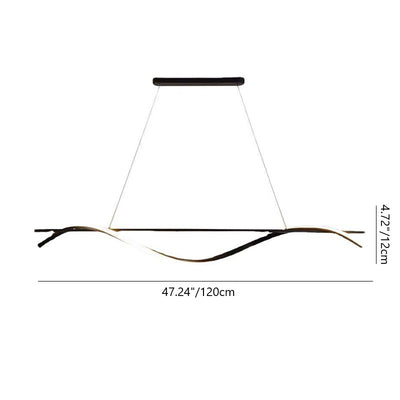 Modern Minimalist Long Rectangle Wave Iron Acrylic LED Pendant Light Island Light For Dining Room