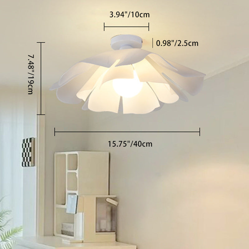 Moderne minimalistische romantische Blütenblatt-Scheibenbasis aus Eisenacryl mit 1 Licht, halbbündige Deckenleuchte für Schlafzimmer 