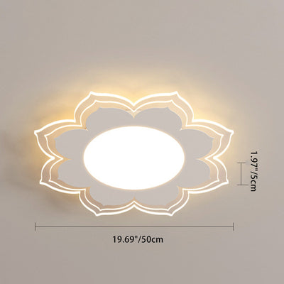 Contemporary Scandinavian Round Flower Multi-Layer Petal Iron Acrylic LED Flush Mount Ceiling Light For Living Room