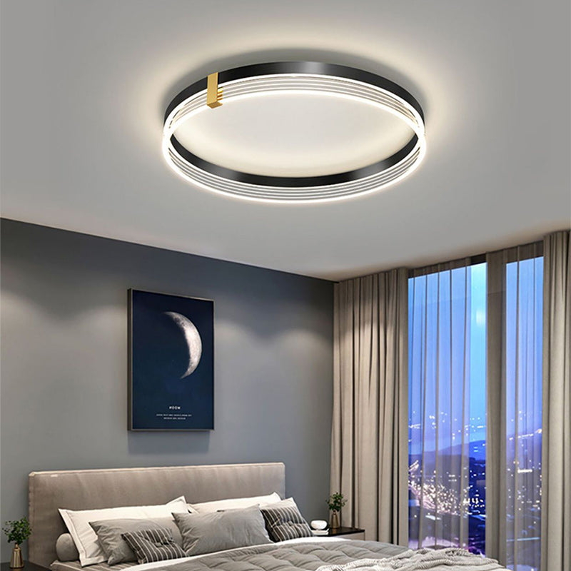 Contemporary Scandinavian Round Circle Rectangle Iron Acrylic LED Flush Mount Ceiling Light For Bedroom