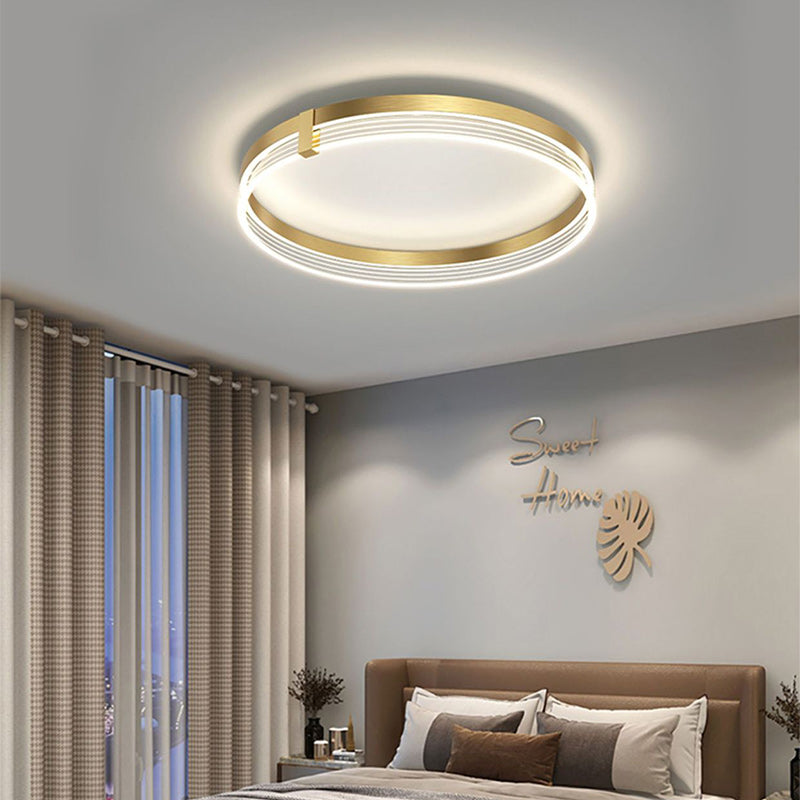 Contemporary Scandinavian Round Circle Rectangle Iron Acrylic LED Flush Mount Ceiling Light For Bedroom