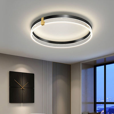 Contemporary Scandinavian Round Circle Rectangle Iron Acrylic LED Flush Mount Ceiling Light For Bedroom