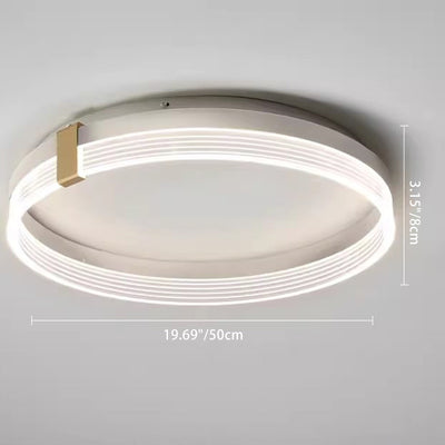 Contemporary Scandinavian Round Circle Rectangle Iron Acrylic LED Flush Mount Ceiling Light For Bedroom