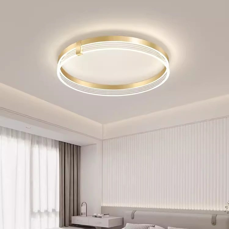 Contemporary Scandinavian Round Circle Rectangle Iron Acrylic LED Flush Mount Ceiling Light For Bedroom