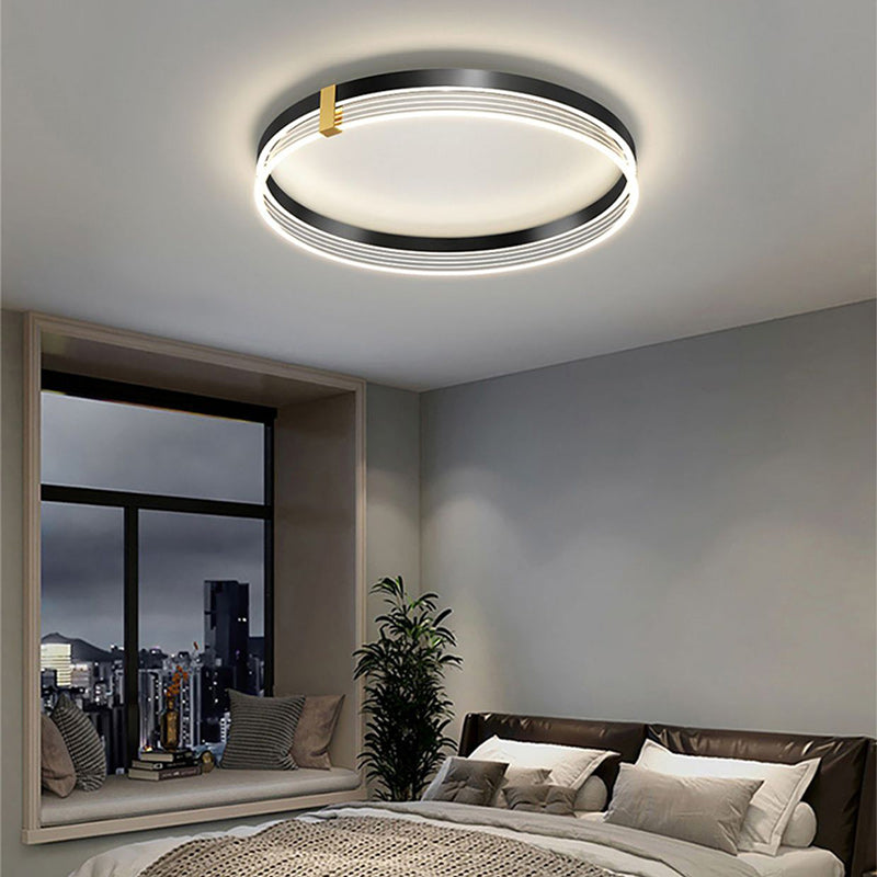 Contemporary Scandinavian Round Circle Rectangle Iron Acrylic LED Flush Mount Ceiling Light For Bedroom