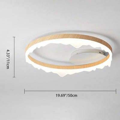 Contemporary Scandinavian Round Circle Cream Iron Aluminum Acrylic LED Semi-Flush Mount Ceiling Light For Bedroom